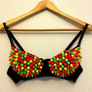 SEXY Rave Wear Black Light Bra